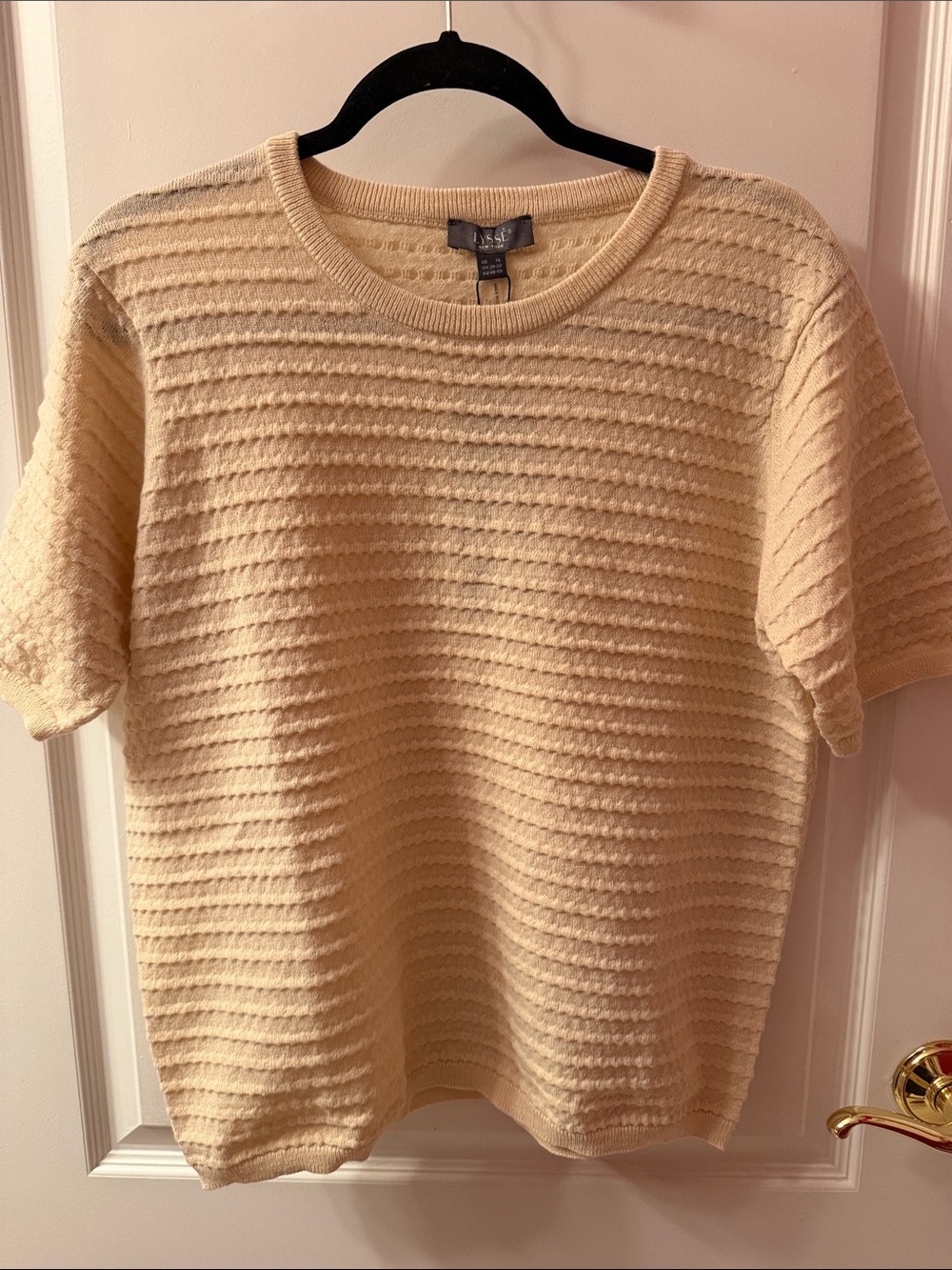 Lysse Cream Waffle Knit Short Sleeve Top